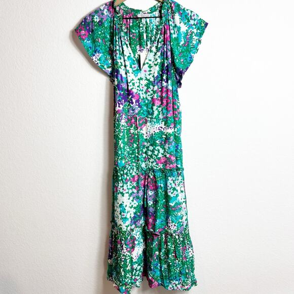RAILS WOMEN JUNI DRESS FLORAL PRINT GREEN PINK MULTICOLOR SIZE LARGE NEW - Picture 4 of 6
